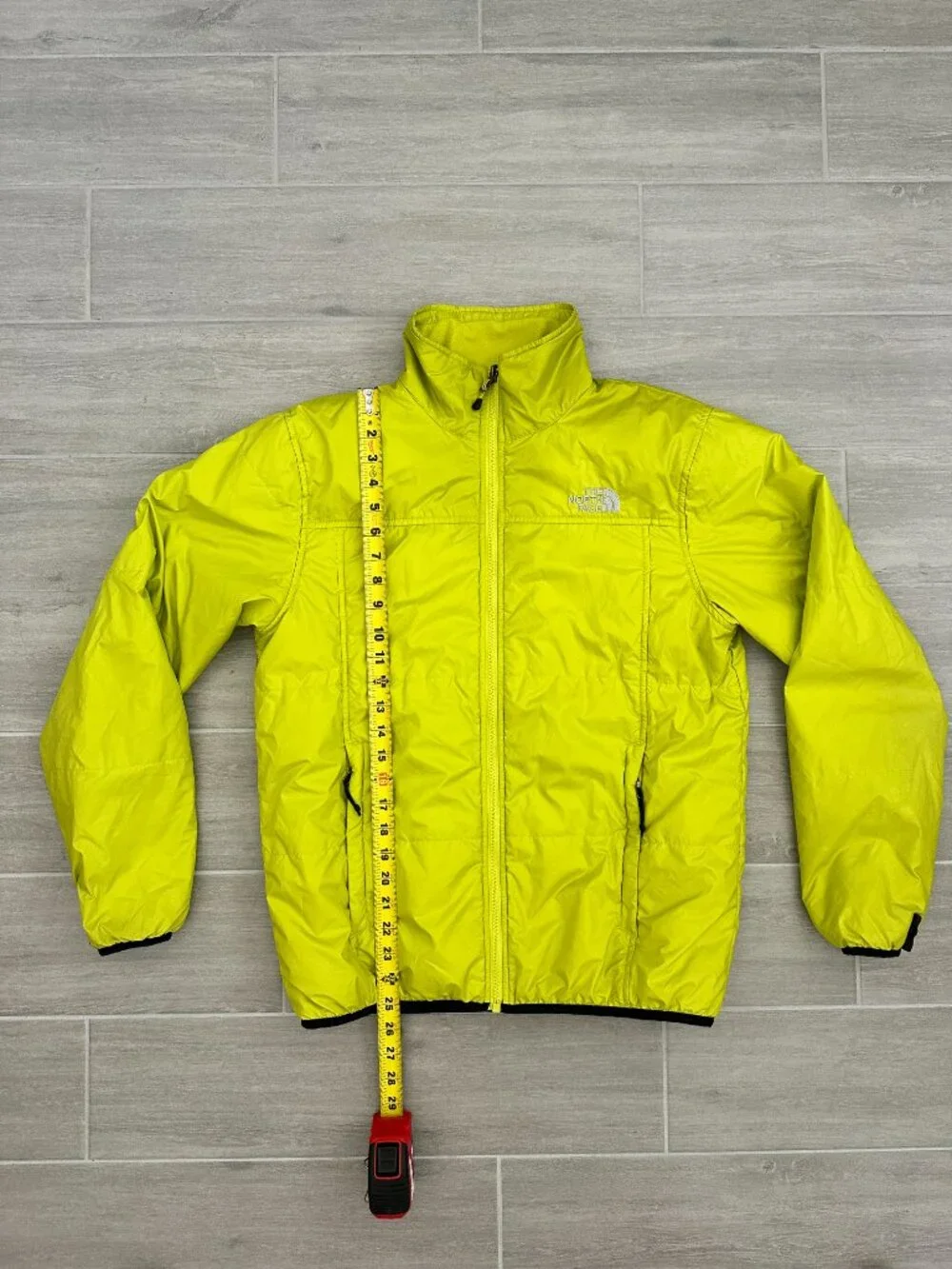 The North Face Full-Zip Quilted Puffer Jacket Neon Yellow Packable Men's Medium